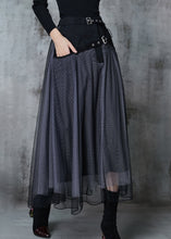 Load image into Gallery viewer, Chic Grey Exra Large Hem Patchwork Tulle Pleated Skirt Spring