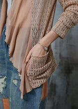 Load image into Gallery viewer, Chic Khaki Hollow Out Patchwork Knit Cardigan Summer