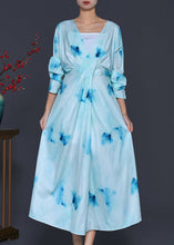 Load image into Gallery viewer, Chic Light Blue Backless Tie Dye Vacation Dresses Spring