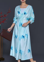 Load image into Gallery viewer, Chic Light Blue Backless Tie Dye Vacation Dresses Spring