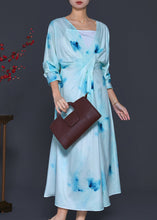 Load image into Gallery viewer, Chic Light Blue Backless Tie Dye Vacation Dresses Spring