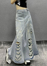 Load image into Gallery viewer, Chic Light Blue Pockets High Waist Denim Skirt Summer