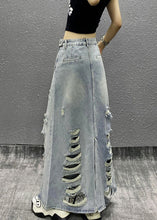 Load image into Gallery viewer, Chic Light Blue Pockets High Waist Denim Skirt Summer