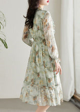 Load image into Gallery viewer, Chic Light Green Cinched Patchwork Print Chiffon Dress Spring