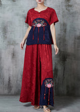 Load image into Gallery viewer, Chic Mulberry Embroidered Patchwork Silk Women Sets 2 Pieces Summer