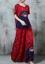 Load image into Gallery viewer, Chic Mulberry Embroidered Patchwork Silk Women Sets 2 Pieces Summer