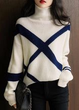 Load image into Gallery viewer, Chic Navy Turtleneck Cozy Wool Sweaters Long Sleeve