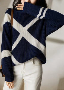 Chic Navy Turtleneck Cozy Wool Sweaters Long Sleeve