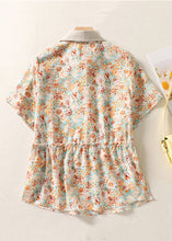 Load image into Gallery viewer, Chic Orange Peter Pan Collar Print Cotton Shirt Summer