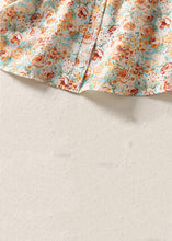 Load image into Gallery viewer, Chic Orange Peter Pan Collar Print Cotton Shirt Summer