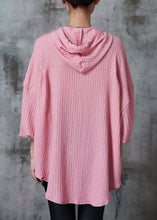 Load image into Gallery viewer, Chic Pink Oversized Striped Cotton Blouses Summer