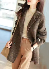 Load image into Gallery viewer, Chic Plaid Notched Pockets Wooled Blend Coats Long Sleeve