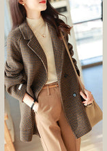 Load image into Gallery viewer, Chic Plaid Notched Pockets Wooled Blend Coats Long Sleeve