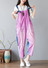 Load image into Gallery viewer, Chic Purple Oversized Patchwork Applique Cotton Overalls Jumpsuit Spring