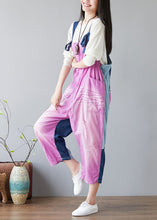 Load image into Gallery viewer, Chic Purple Oversized Patchwork Applique Cotton Overalls Jumpsuit Spring