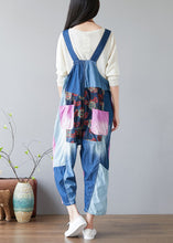 Load image into Gallery viewer, Chic Purple Oversized Patchwork Applique Cotton Overalls Jumpsuit Spring