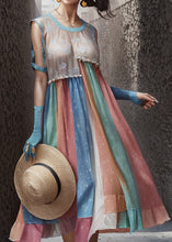 Load image into Gallery viewer, Chic Rainbow Ruffled Patchwork Silk Long Dresses Summer