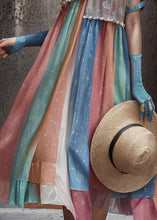 Load image into Gallery viewer, Chic Rainbow Ruffled Patchwork Silk Long Dresses Summer