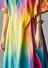 Load image into Gallery viewer, Chic Rainbow Tie Dye Cotton Robe Dresses Summer