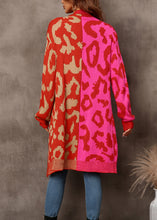 Load image into Gallery viewer, Chic Red Leopard Print Patchwork Knit Loose Cardigan Fall