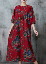 Load image into Gallery viewer, Chic Red Oversized Print Cotton Long Dress Summer