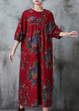 Load image into Gallery viewer, Chic Red Oversized Print Cotton Long Dress Summer