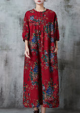 Load image into Gallery viewer, Chic Red Oversized Print Cotton Long Dress Summer