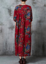 Load image into Gallery viewer, Chic Red Oversized Print Cotton Long Dress Summer