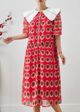 Load image into Gallery viewer, Chic Red Peter Pan Collar Print Chiffon Long Dress Summer