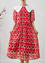 Load image into Gallery viewer, Chic Red Peter Pan Collar Print Chiffon Long Dress Summer