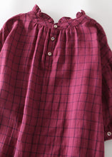 Load image into Gallery viewer, Chic Rose Plaid Ruffled Pockets Patchwork Linen Dresses Summer