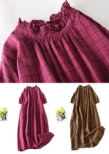 Load image into Gallery viewer, Chic Rose Plaid Ruffled Pockets Patchwork Linen Dresses Summer