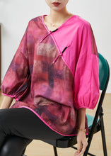 Load image into Gallery viewer, Chic Rose Tie Dye Patchwork Linen Blouse Top Summer