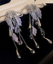 Load image into Gallery viewer, Chic Silk Copper Zircon Acrylic Bow Tassel Drop Earrings