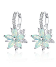 Load image into Gallery viewer, Chic White Flower Zircon Copper Hoop Earrings