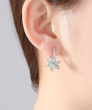 Load image into Gallery viewer, Chic White Flower Zircon Copper Hoop Earrings