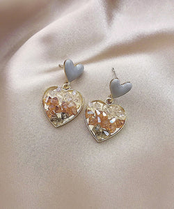 Chic White Sterling Silver Alloy Crystal Glaze Love Drop Earrings