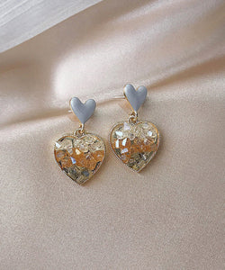 Chic White Sterling Silver Alloy Crystal Glaze Love Drop Earrings