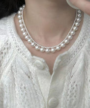 Load image into Gallery viewer, Chic White Sterling Silver Pearl Graduated Bead Necklac Two Piece Set