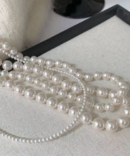 Load image into Gallery viewer, Chic White Sterling Silver Pearl Graduated Bead Necklac Two Piece Set