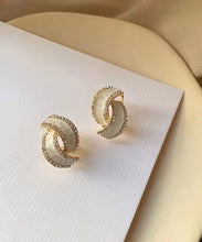 Load image into Gallery viewer, Chic White Sterling Silver Zircon Geometric Double C Hoop Earrings