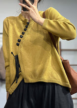 Load image into Gallery viewer, Chic Yellow Asymmetrical Design Lace Up Knit Sweater Tops