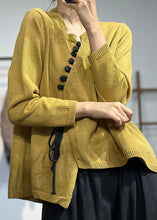 Load image into Gallery viewer, Chic Yellow Asymmetrical Design Lace Up Knit Sweater Tops