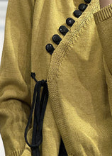 Load image into Gallery viewer, Chic Yellow Asymmetrical Design Lace Up Knit Sweater Tops