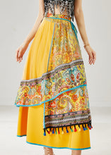 Load image into Gallery viewer, Chic Yellow Tasseled Patchwork Tulle Skirt Summer