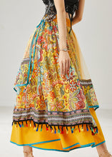 Load image into Gallery viewer, Chic Yellow Tasseled Patchwork Tulle Skirt Summer