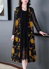 Load image into Gallery viewer, Chic Yellow V Neck Print Tulle Long Sunscreen Cardigans Long Sleeve