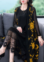 Load image into Gallery viewer, Chic Yellow V Neck Print Tulle Long Sunscreen Cardigans Long Sleeve