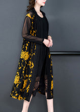 Load image into Gallery viewer, Chic Yellow V Neck Print Tulle Long Sunscreen Cardigans Long Sleeve