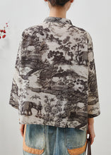 Load image into Gallery viewer, Chinese Styl Black Print Original Design Linen Top Summer